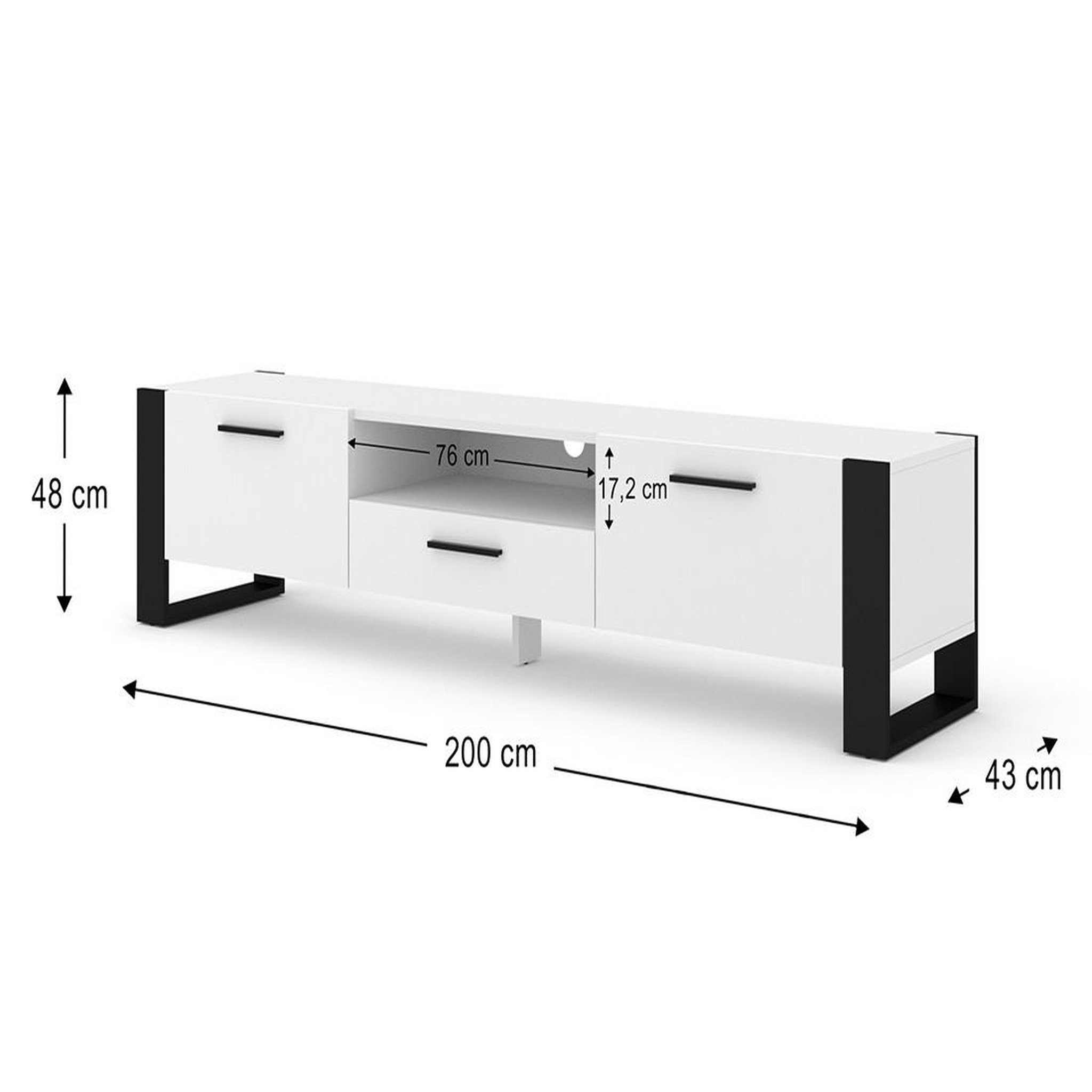 Voir la diapositive 5 : BEST MOBILIER Donnely - meuble tv - effet bois et noir - 200 cm