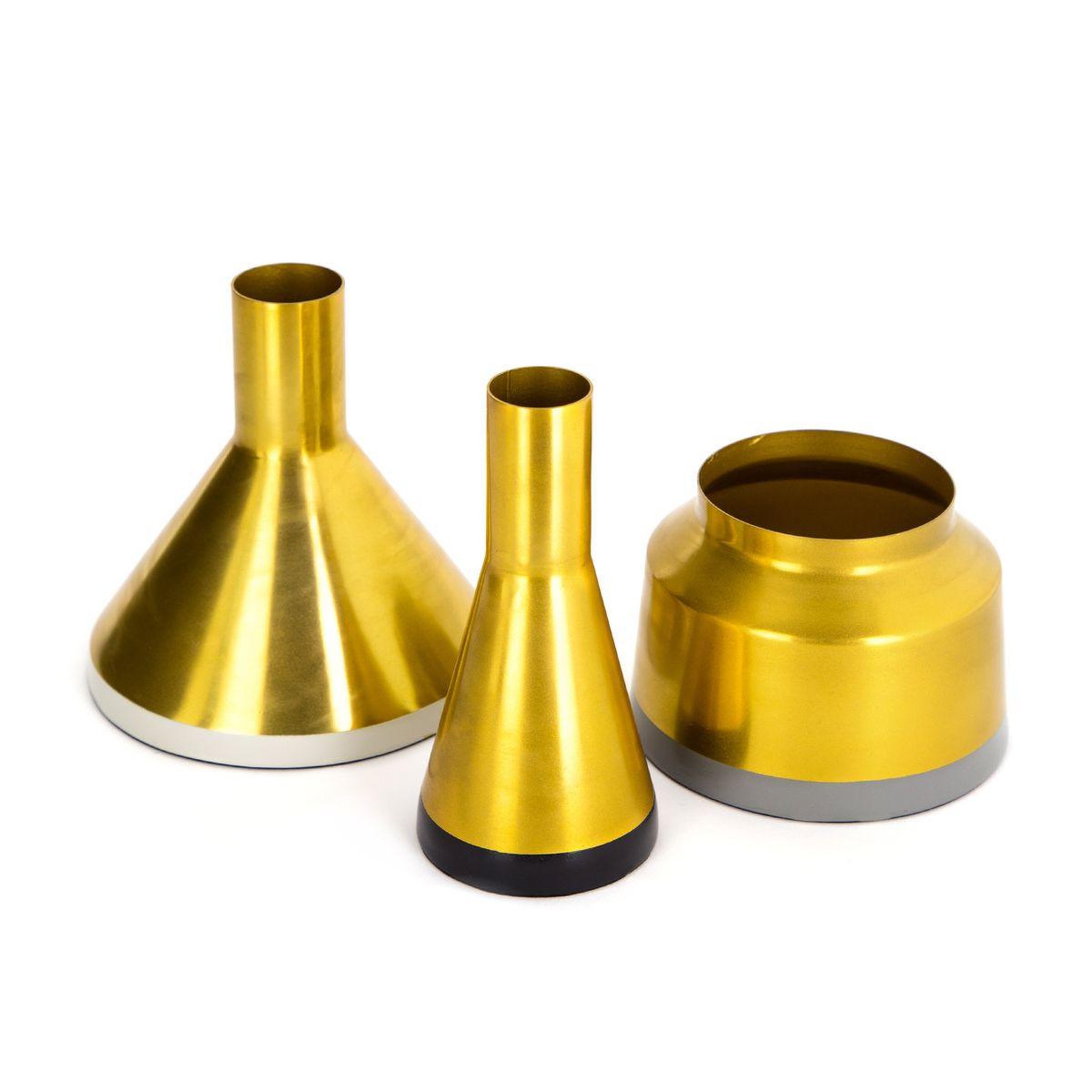 Paris Prix Lot de 3 vases déco  culture  16cm blanc & or