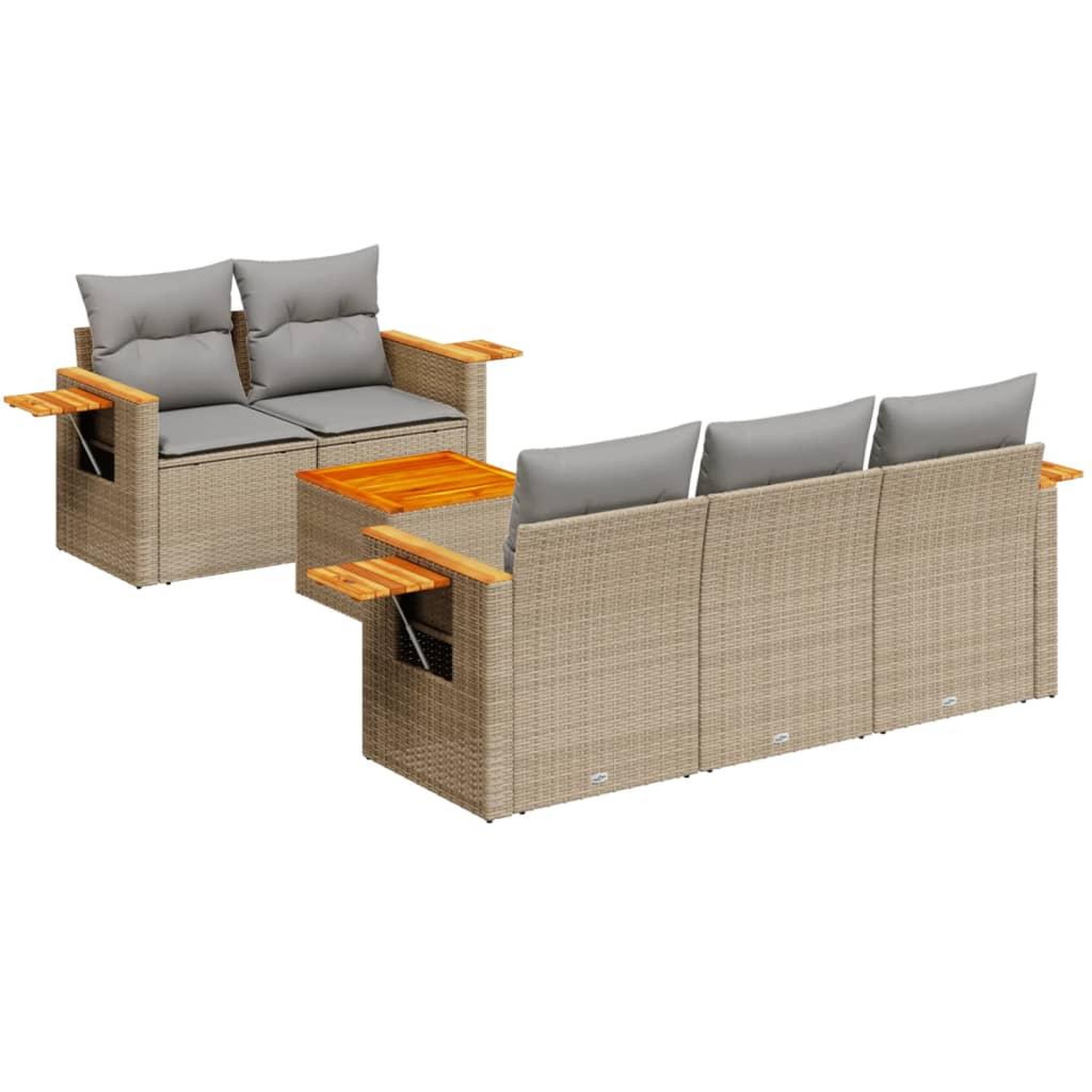 Voir la diapositive 2 : VIDAXL Salon de jardin avec coussins 6 pcs beige resine tressee