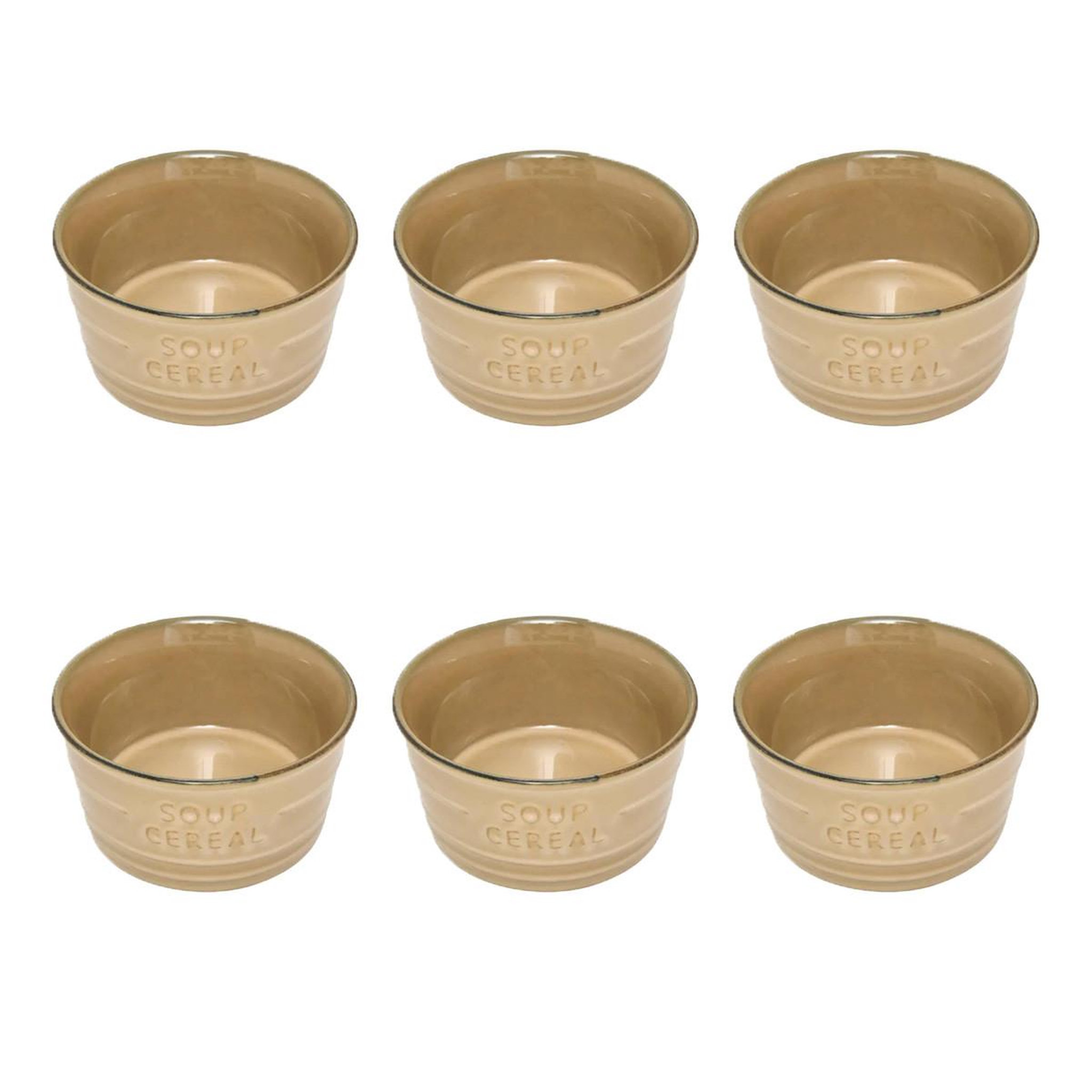 SECRET DE GOURMET Lot de 6 bols en faïence  joel  50cl beige