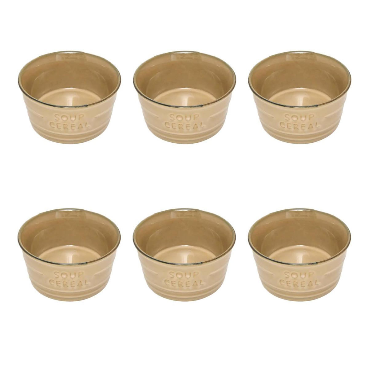 SECRET DE GOURMET Lot de 6 Bols en Faïence  Joel  50cl Beige