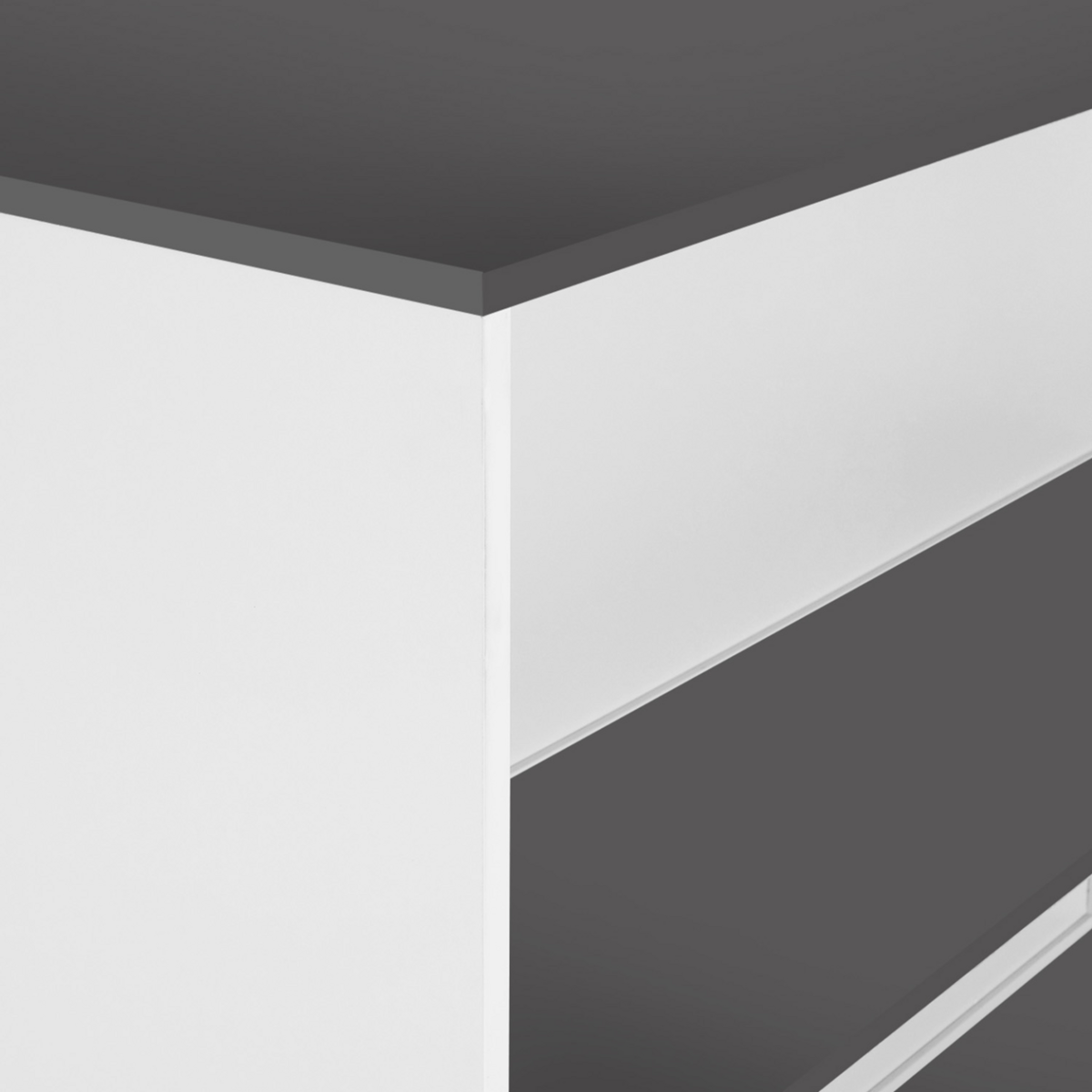 ID MARKET Table de bar îlot JUNO bois blanc et plateau gris