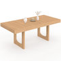 Voir la diapositive 1 : ID MARKET Table à manger extensible rectangle ALOISE 4-8 personnes pied arc bois effet hêtre 160-200 cm