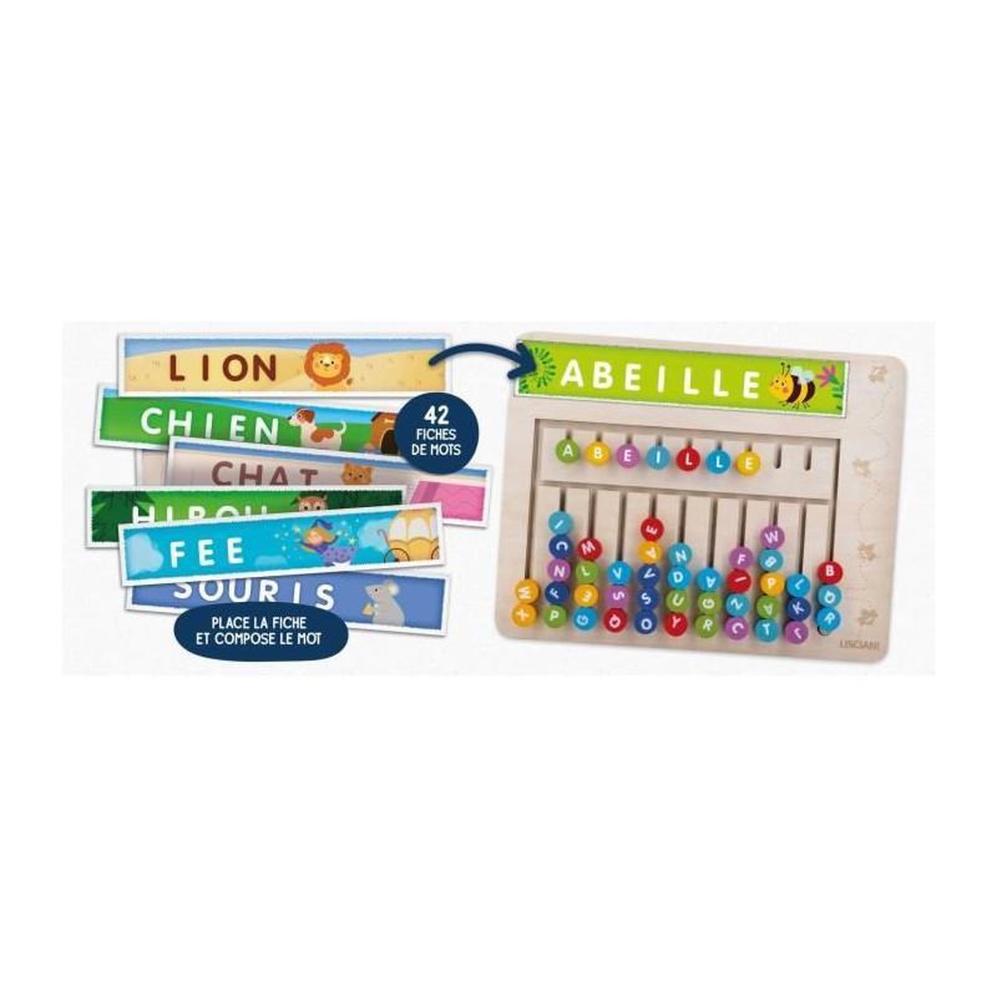 Voir la diapositive 3 : LISCIANI GIOCHI Compose-mots - Jeu Montessori - MONTESSORI - Tableau en Bois, Lettres et Chiffres Magnétiques