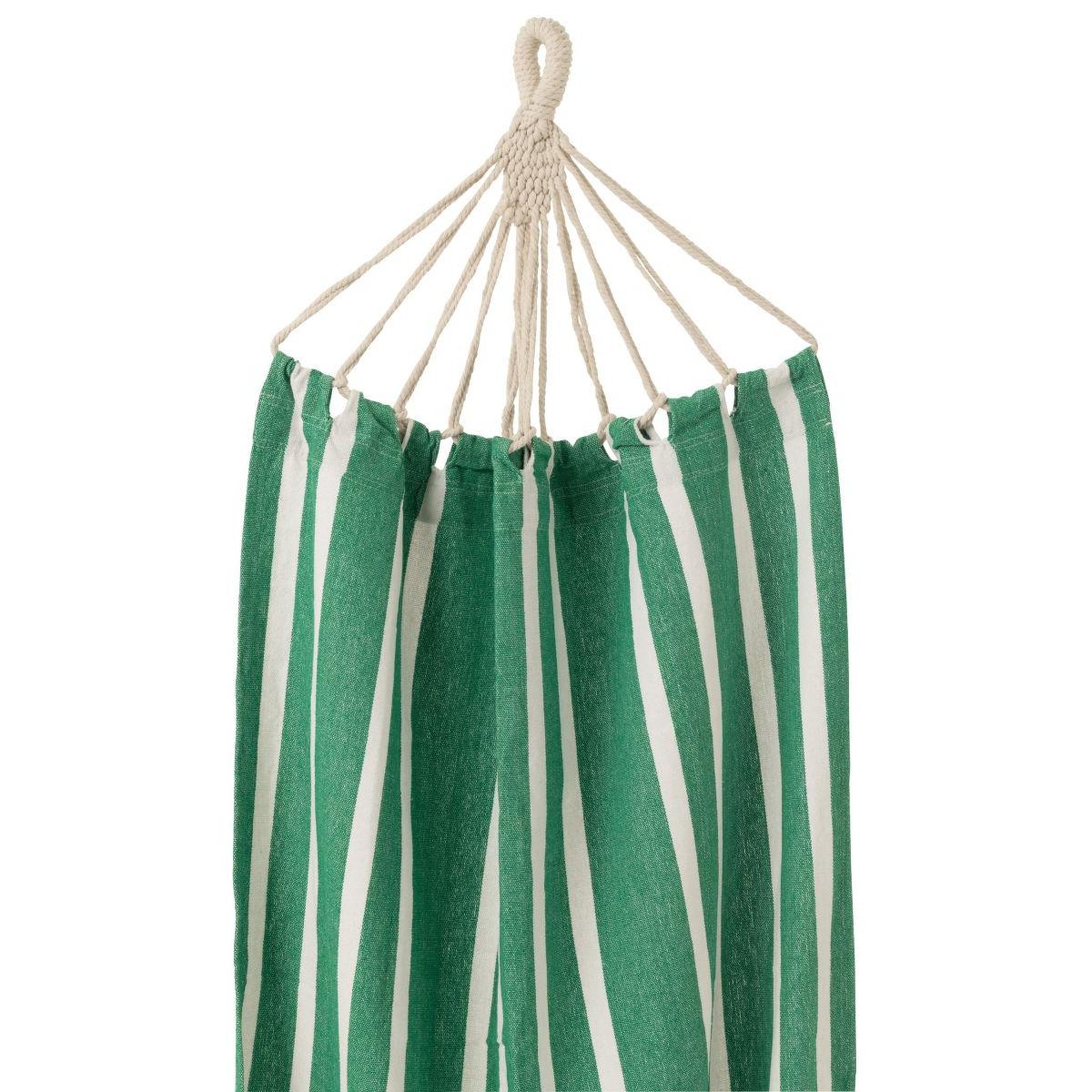 Voir la diapositive 2 : J-LINE Hamac en tissu  petites rayures  200cm vert foncé