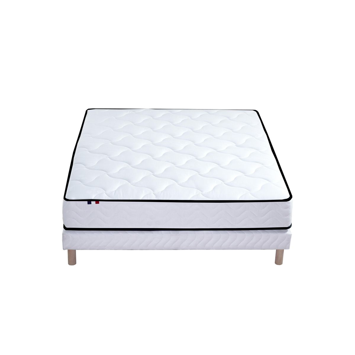 Ensemble matelas ressorts ensachés + sommier tapissier 140x190 cm ELOISE