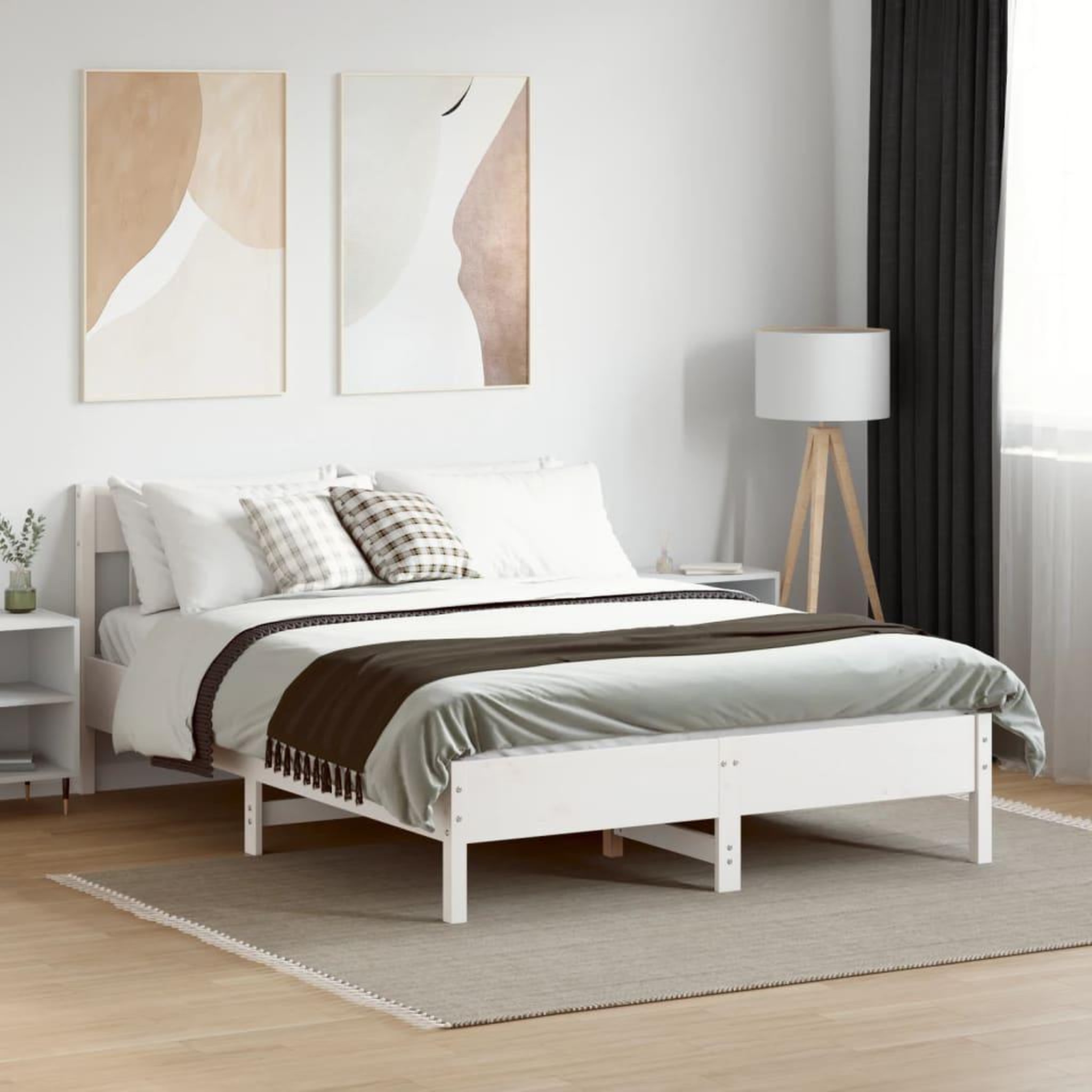VIDAXL Cadre de lit sans matelas blanc 160x200 cm bois de pin massif