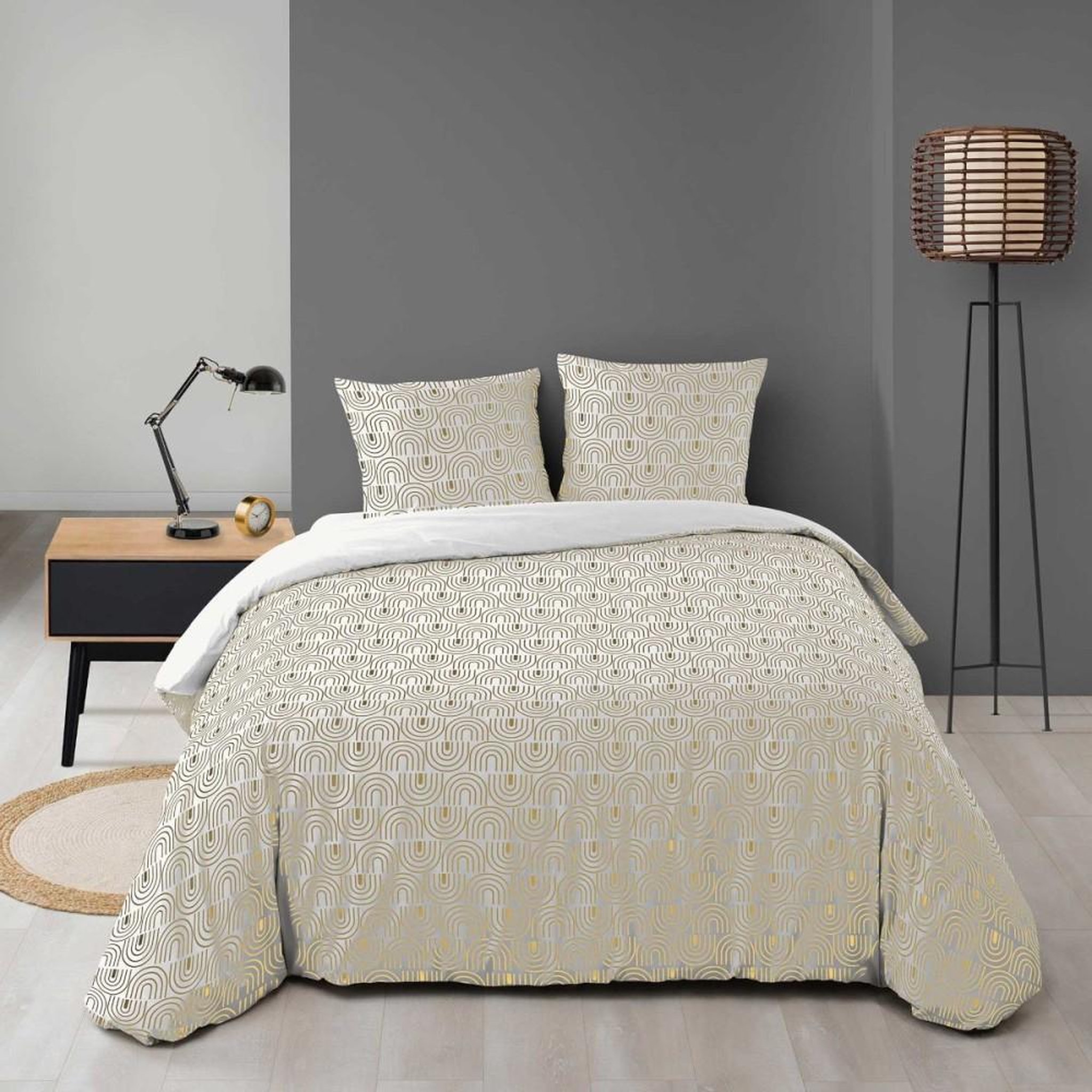 Voir la diapositive 1 : Douceur d'Intérieur Housse de couette 240x220 + 2 taies GEOR microfibre