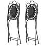 OUTSUNNY Lot de 2 chaises de jardin pliables style fer forgé mosaïque céramique motif rose des vents métal époxy noir blanc