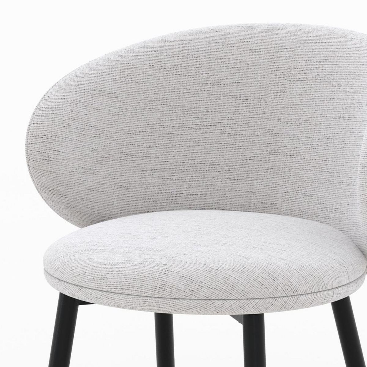 Rendez vous déco Lot de 2 chaises en tissu gris clair chiné et pieds noirs - Cécilia