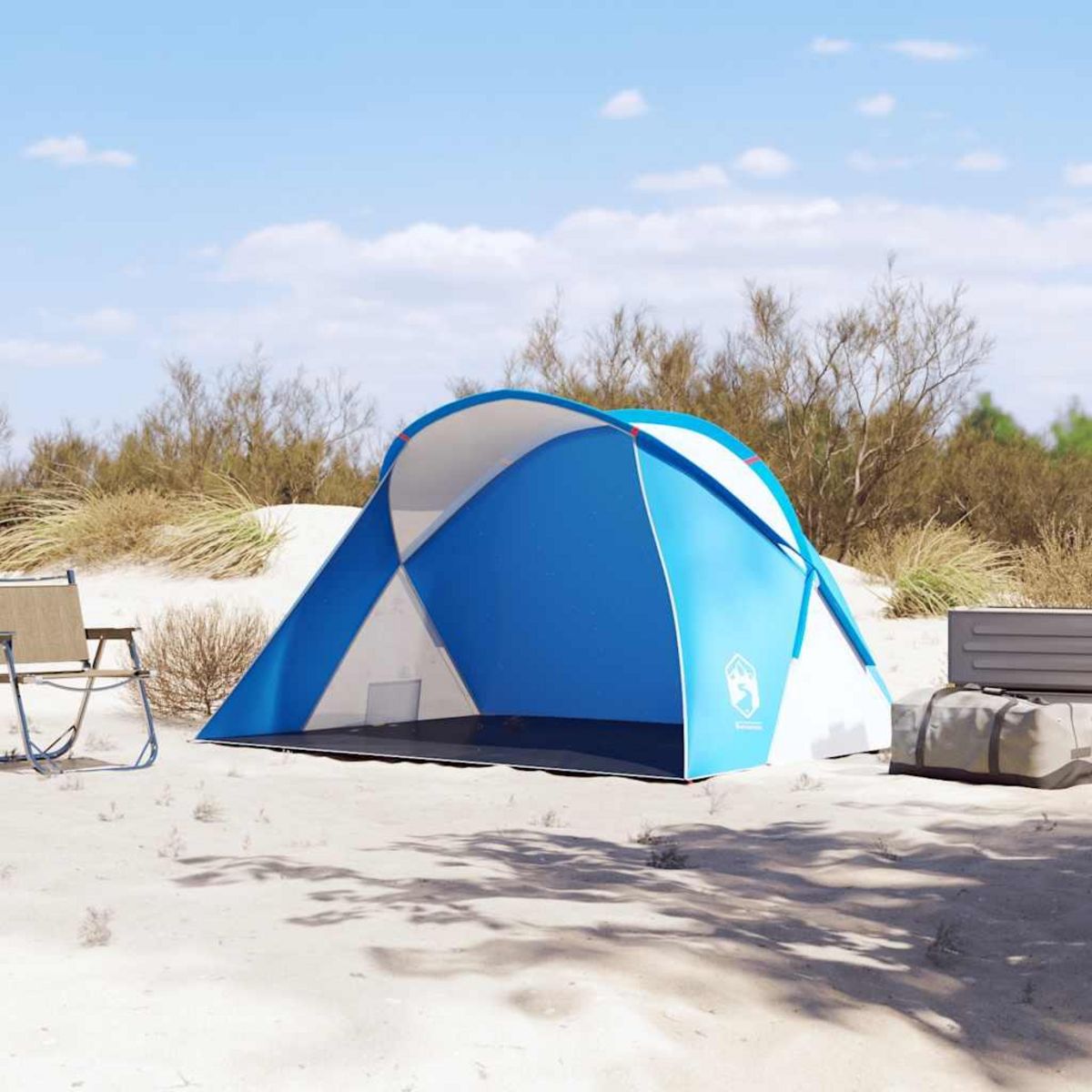 VIDAXL Tente de plage 2 personnes bleu azure escamotable impermeable