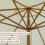 Voir la diapositive 6 : OUTSUNNY Parasol droit rond grande taille de jardin Ø 3,25 x 2,5H m bois de bambou polyester beige