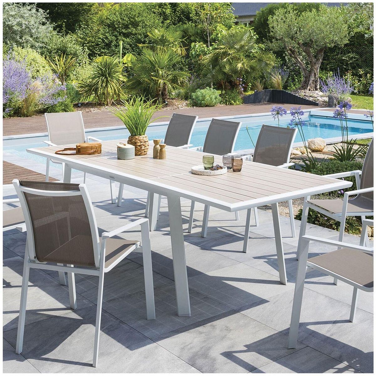 HESPERIDE Table de jardin extensible Pavane en aluminium