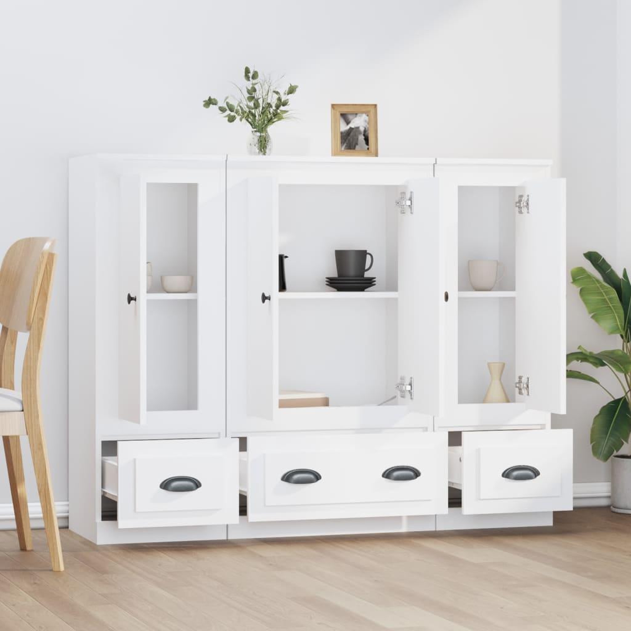 Voir la diapositive 3 : VIDAXL Buffets 3 pcs blanc bois d'ingenierie