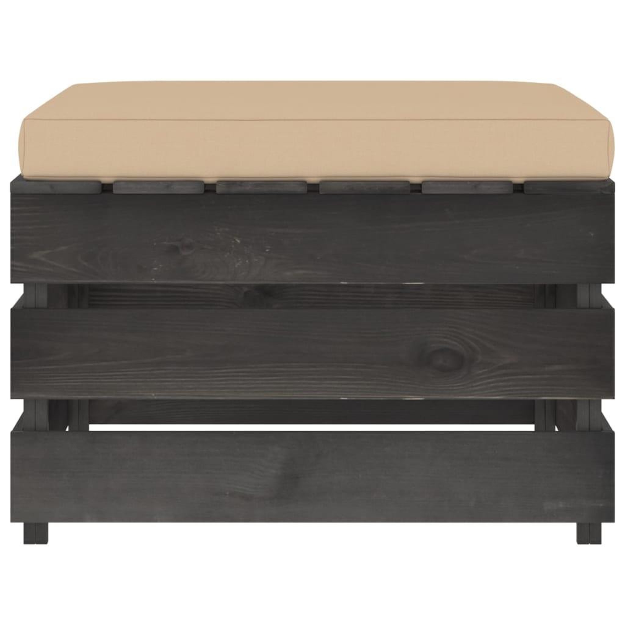 Voir la diapositive 3 : VIDAXL Pouf sectionnel avec coussin Bois impregne de gris