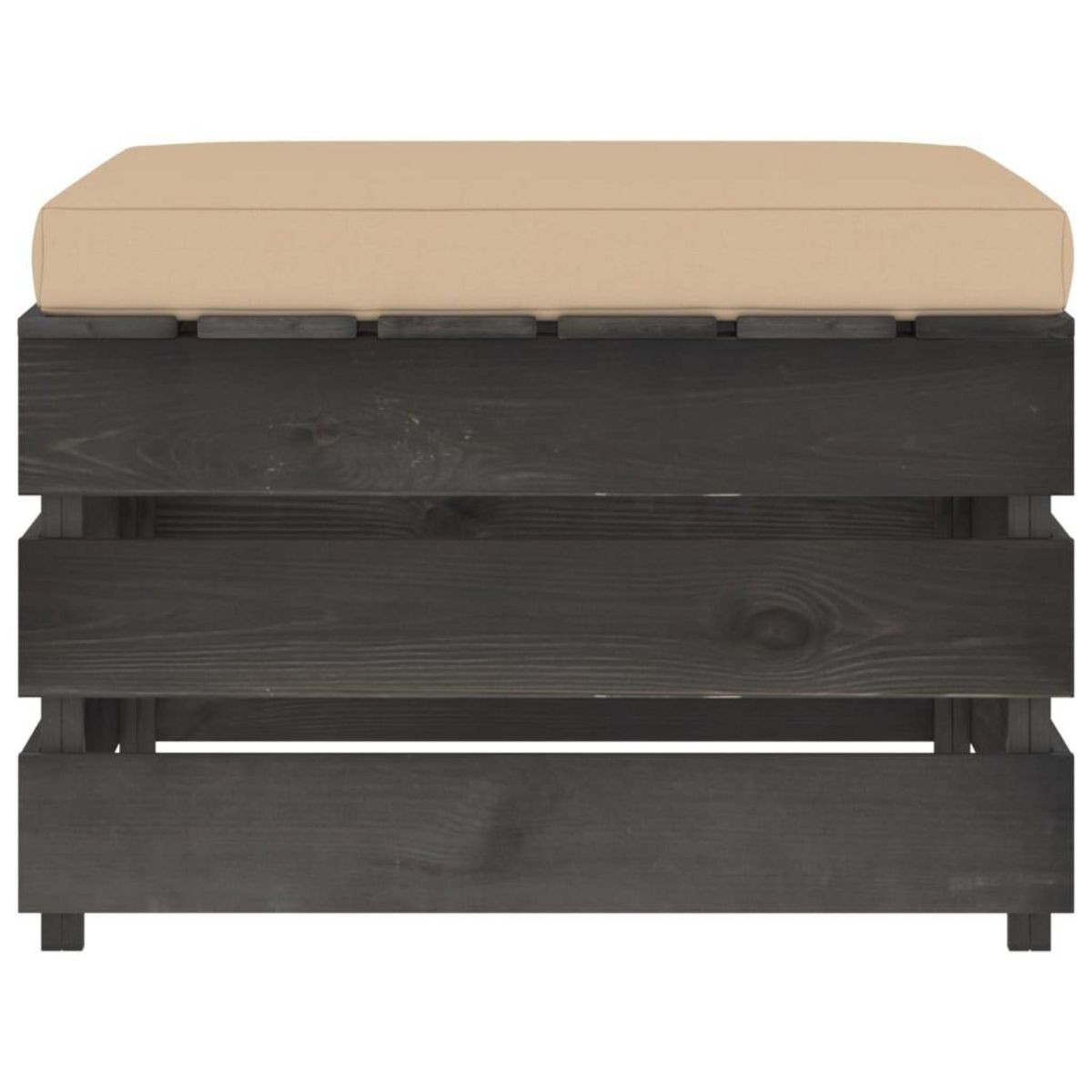 VIDAXL Pouf sectionnel avec coussin Bois impregne de gris