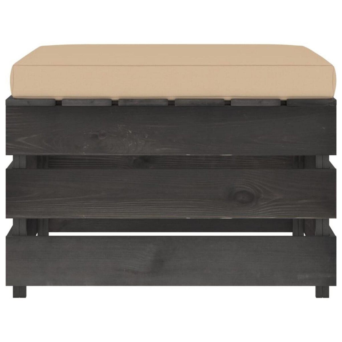 VIDAXL Pouf sectionnel avec coussin Bois impregne de gris