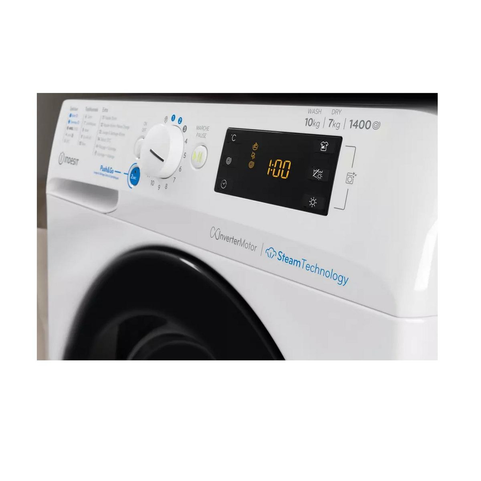 Voir la diapositive 3 : Indesit Lave-linge séchant 10/7kg 1400 tours/min - bde107448wkvfr