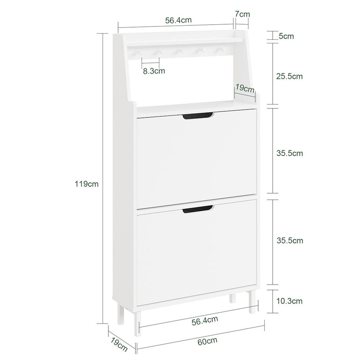 SOBUY Armoire à chaussures Blanc 60x19x119cm FSR221-W