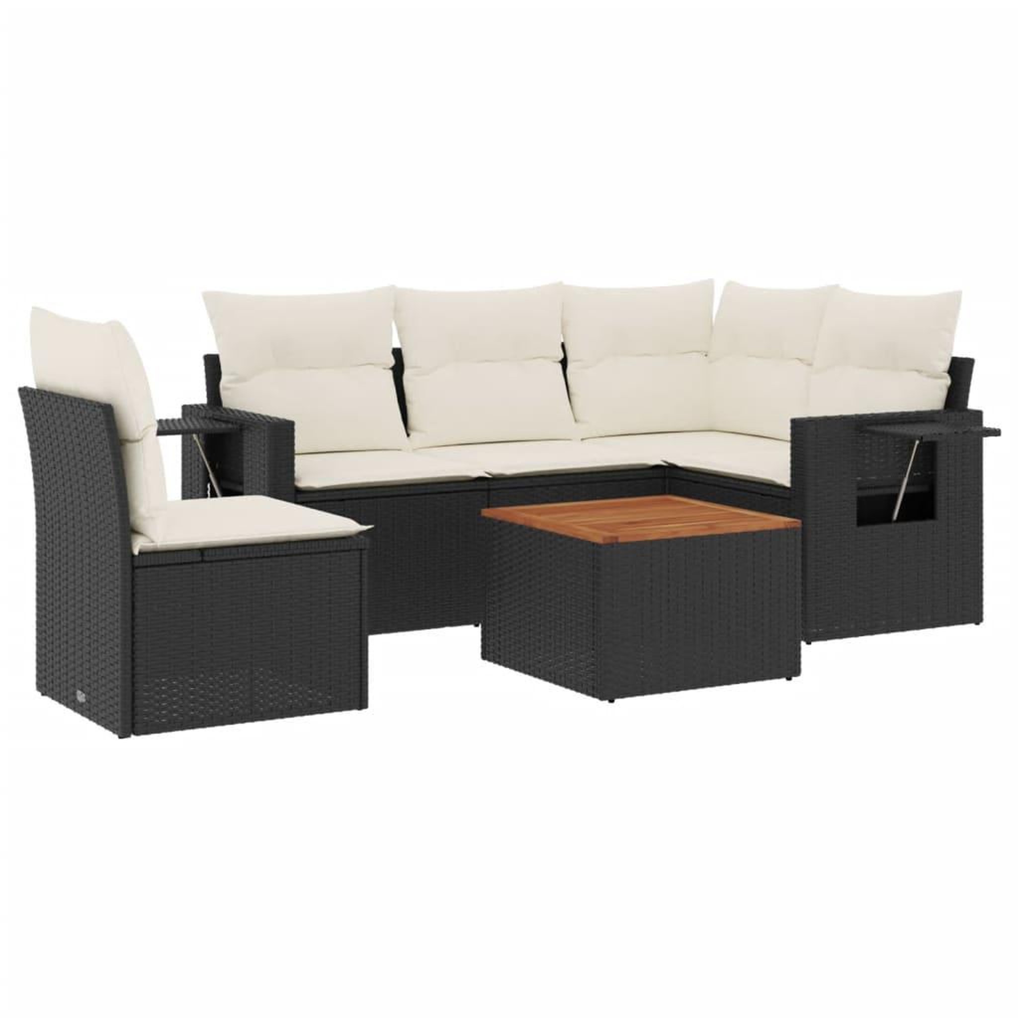 Voir la diapositive 2 : VIDAXL Salon de jardin 6 pcs avec coussins noir resine tressee