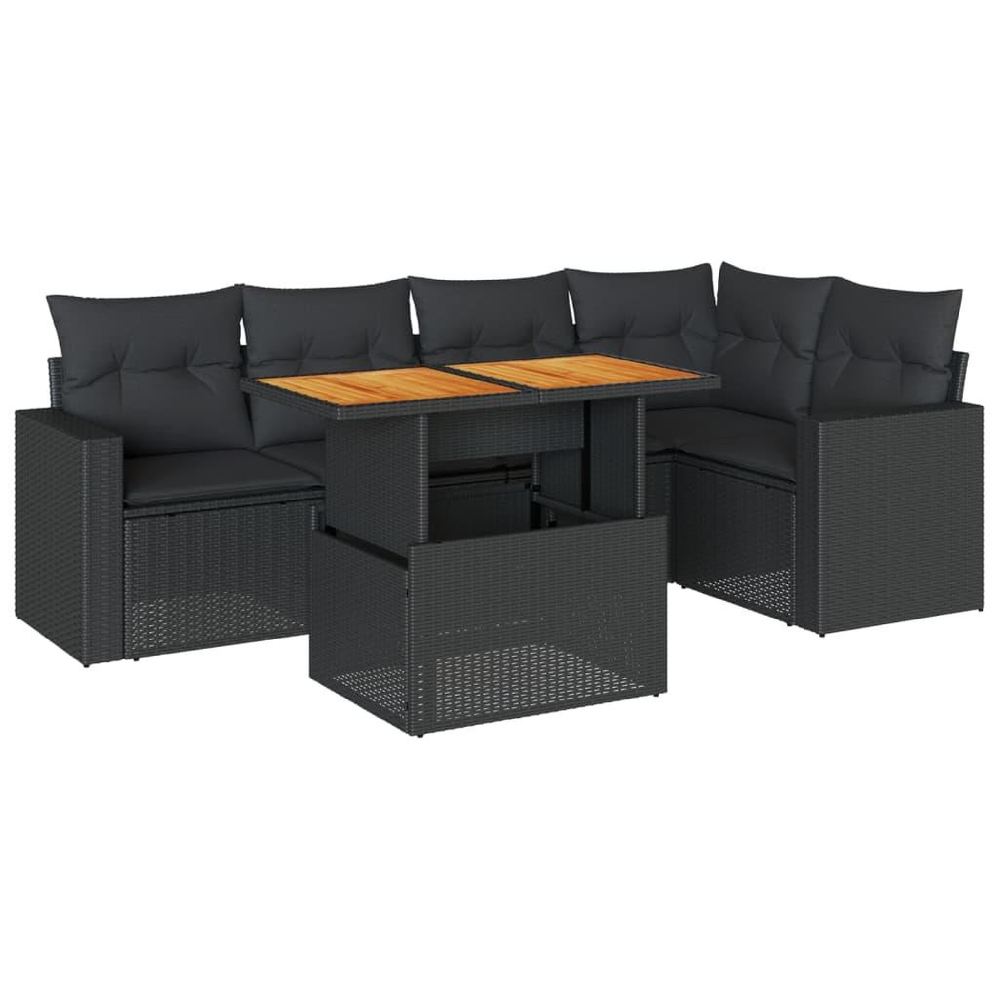 Voir la diapositive 2 : VIDAXL Salon de jardin 6 pcs avec coussins noir resine tressee