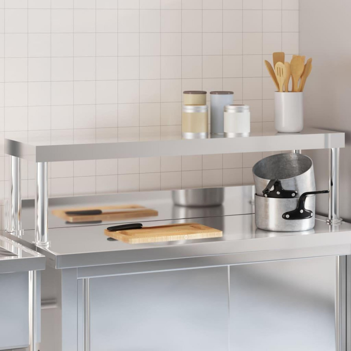 VIDAXL Etagere de table de travail 110x30x35 cm inox