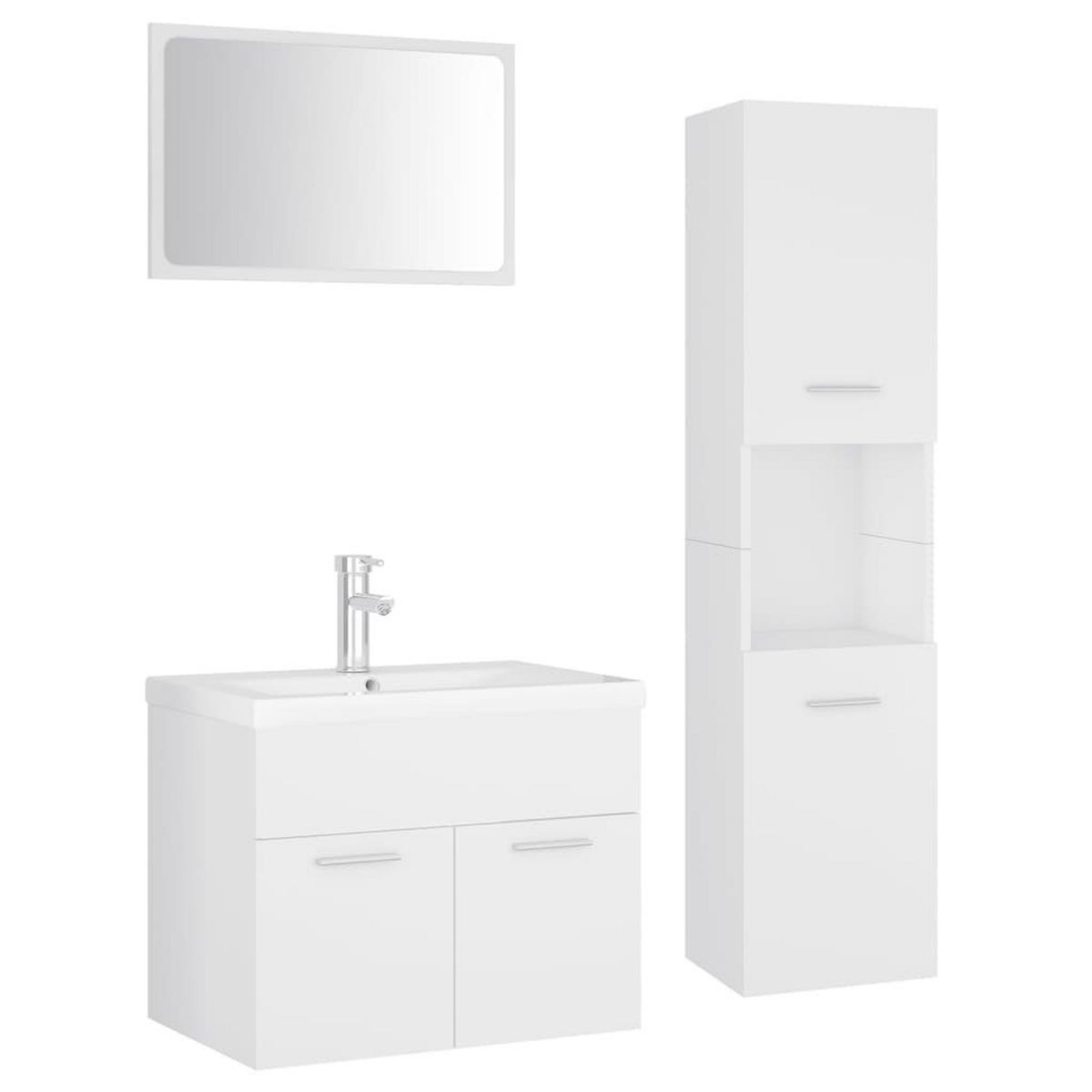 VIDAXL Ensemble de meubles de salle de bain Blanc Agglomere