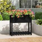 VIDAXL Jardiniere avec etagere Noir 82,5x34,5x81 cm Bois massif de pin