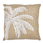 Paris Prix Coussin Déco  Palmier  40x40cm Naturel & Blanc