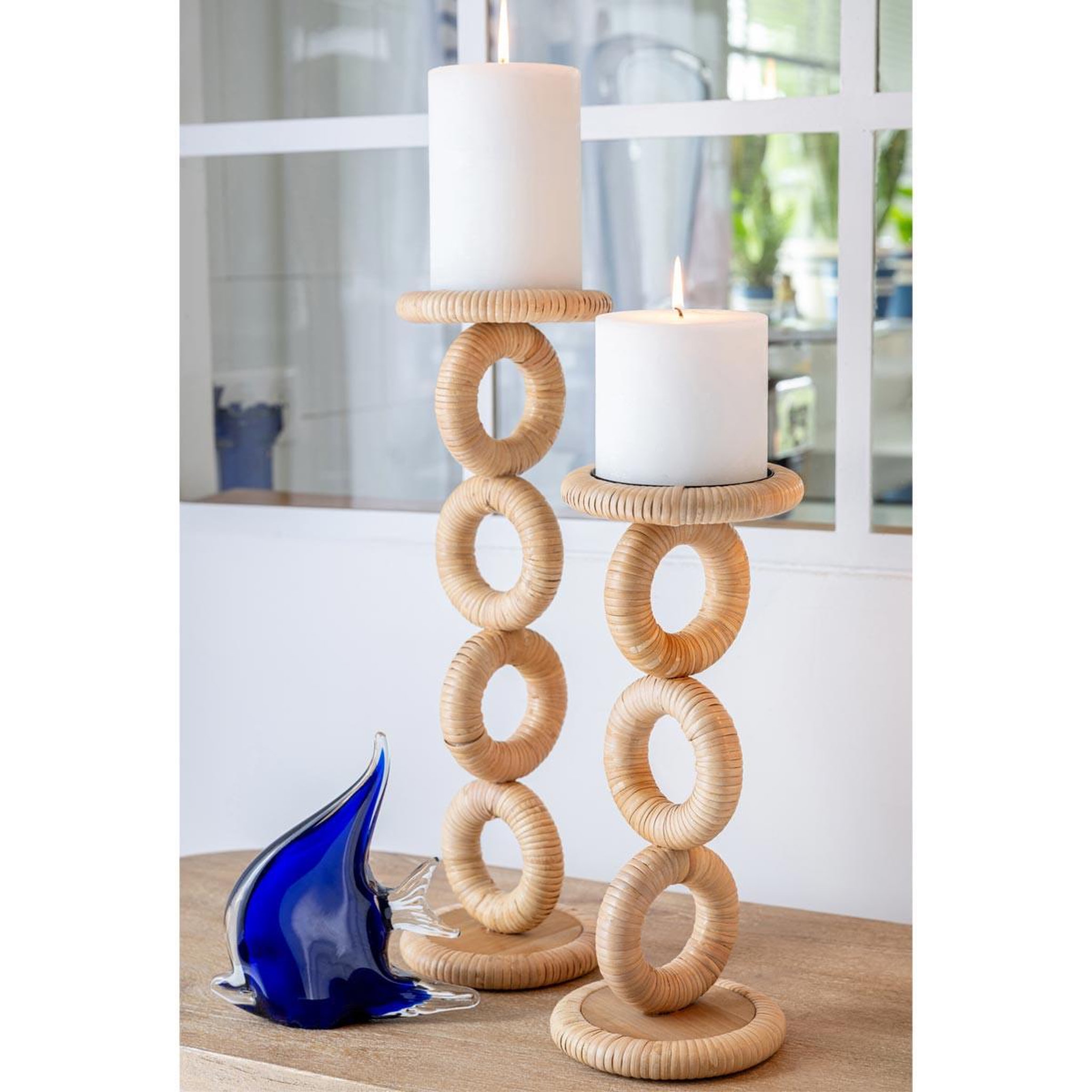 Voir la diapositive 5 : J-LINE Bougeoir en rotin  ring  45cm naturel