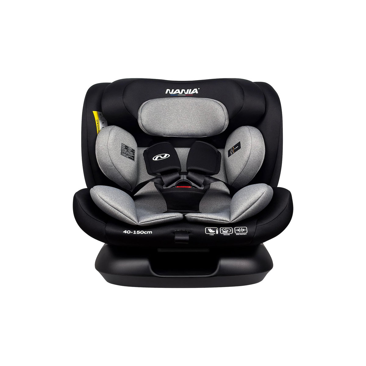 NANIA Nania Siège auto enfant Prato - I-Size 40-150 cm - Evolutif naissance jusqu'à 12 ans environ - Fixations ceinture de sécurité- Réglage de l'Appui-tête et de l'Inclinaison, Insert Lombaire et Réducteur