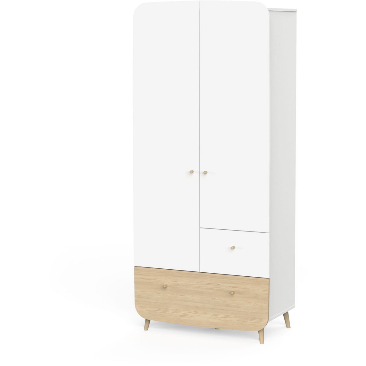 Armoire bébé enfant 2 portes 2 tiroirs blanc LINIA