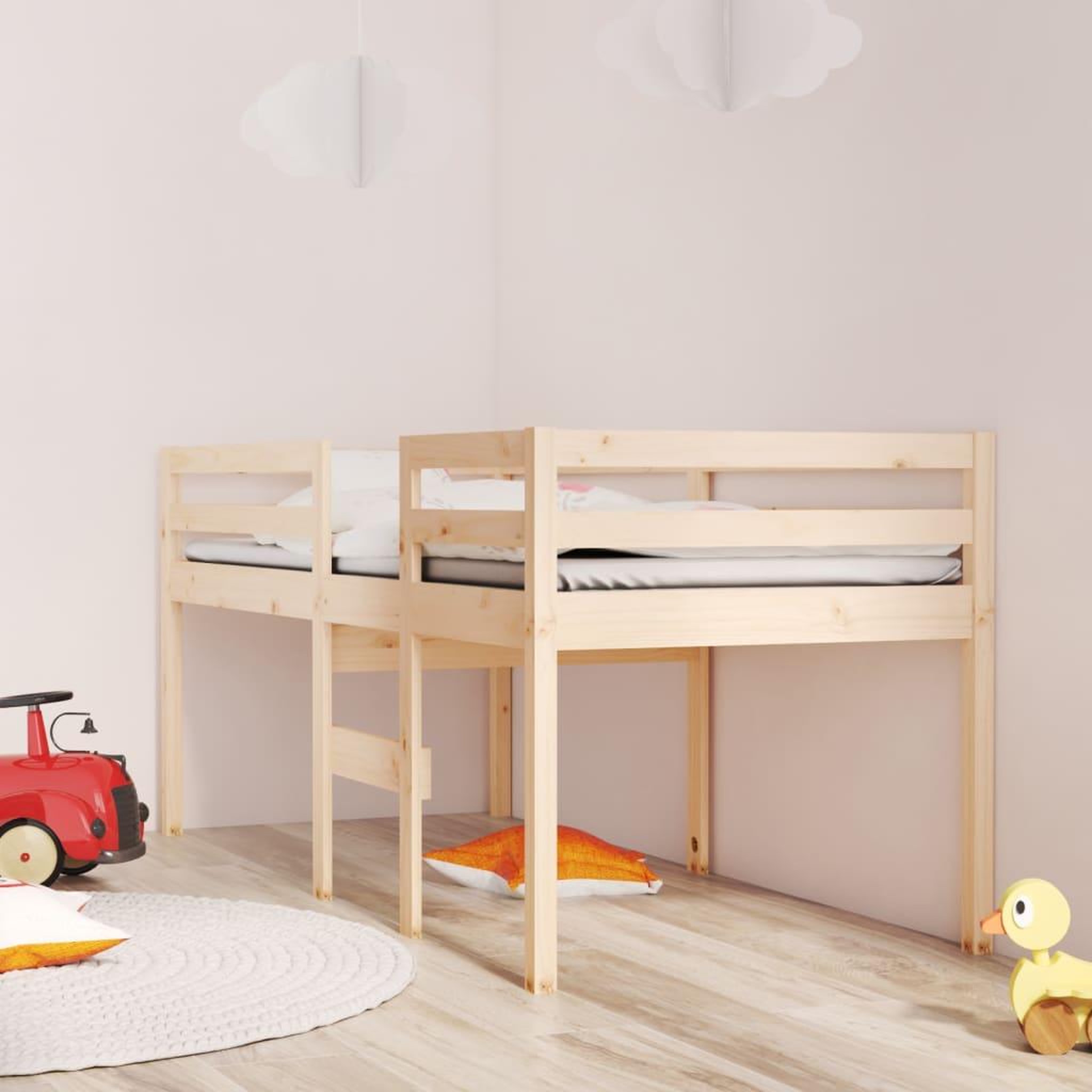 Voir la diapositive 1 : VIDAXL Lit haut sans matelas 90x200 cm bois de pin massif