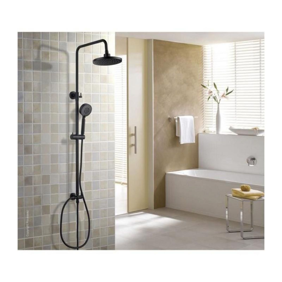 GENERIQUE Colonne de douche sans robinetterie - EDOUARD ROUSSEAU - HERA - Noir