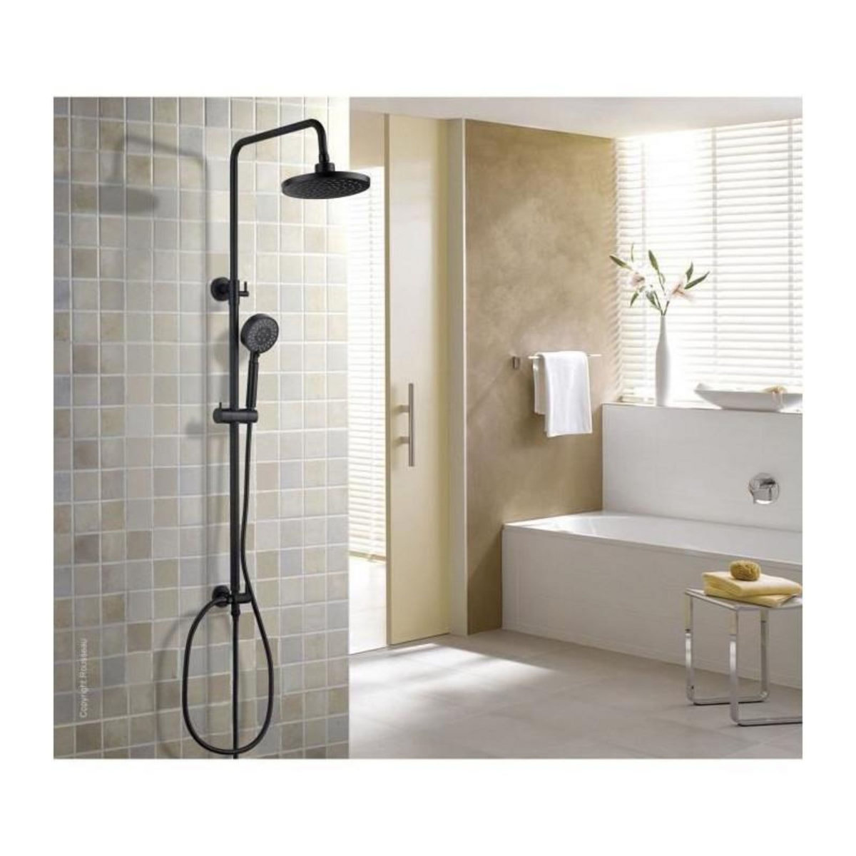 GENERIQUE Colonne de douche sans robinetterie - EDOUARD ROUSSEAU - HERA - Noir