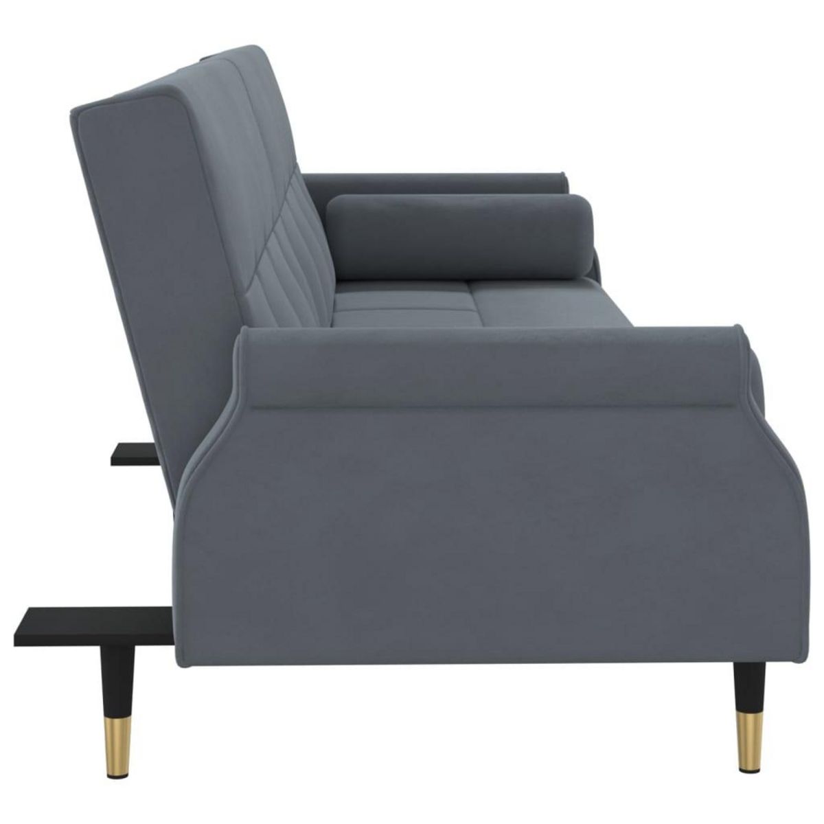 VIDAXL Canape-lit avec coussins gris fonce velours