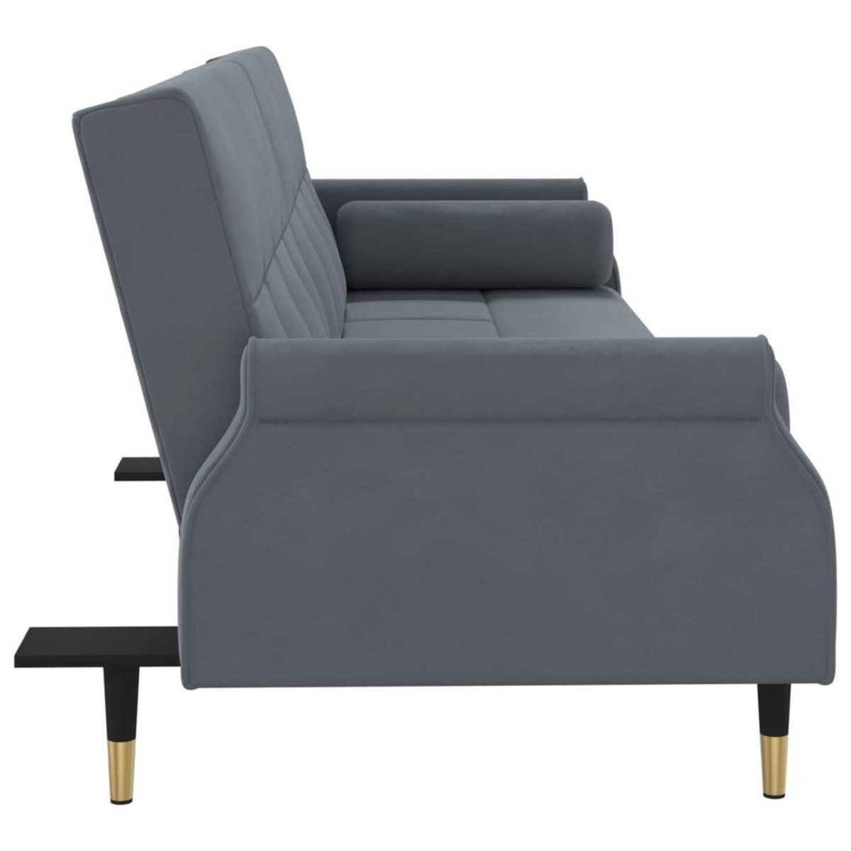 VIDAXL Canape-lit avec coussins gris fonce velours