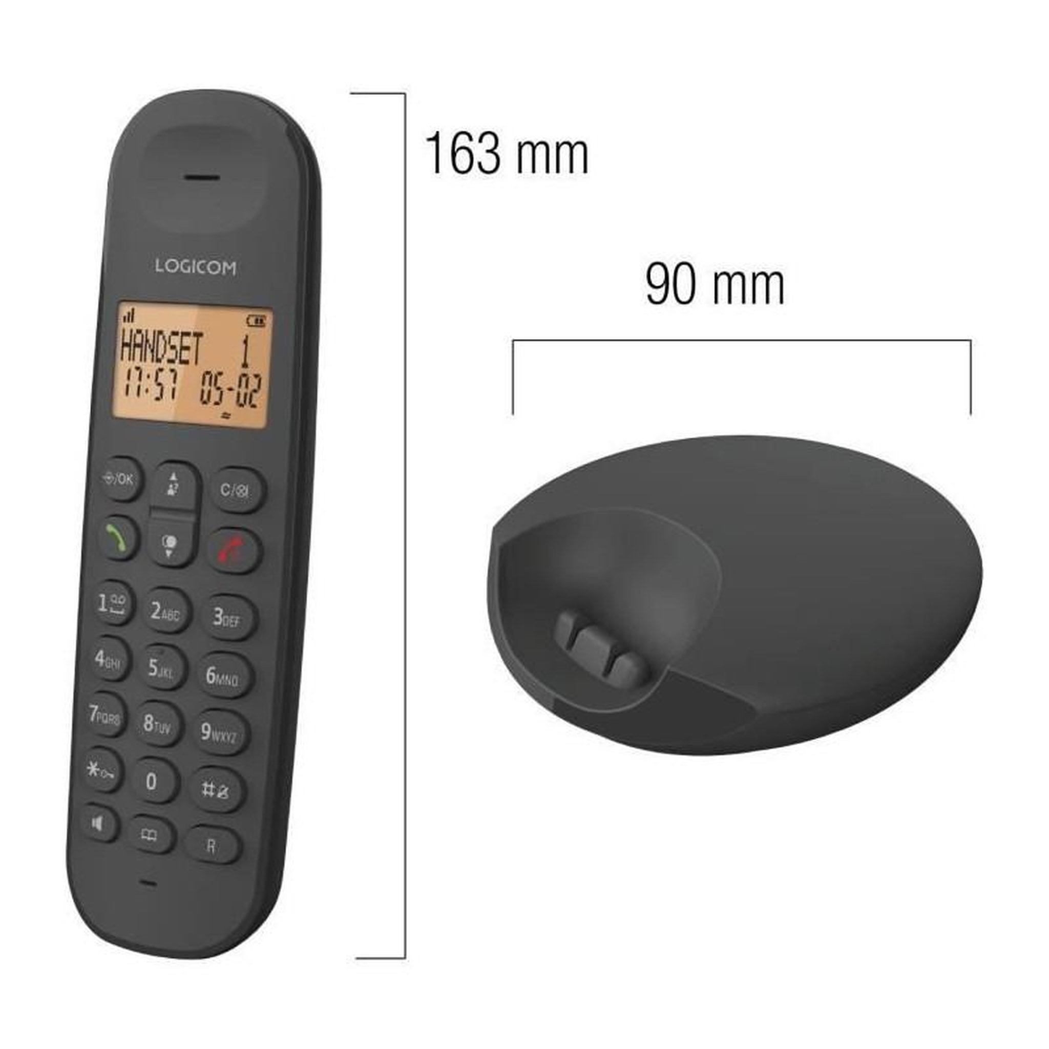 Voir la diapositive 2 : Logicom Téléphone fixe sans fil - LOGICOM - DECT ILOA 250 DUO - Noir - Sans répondeur