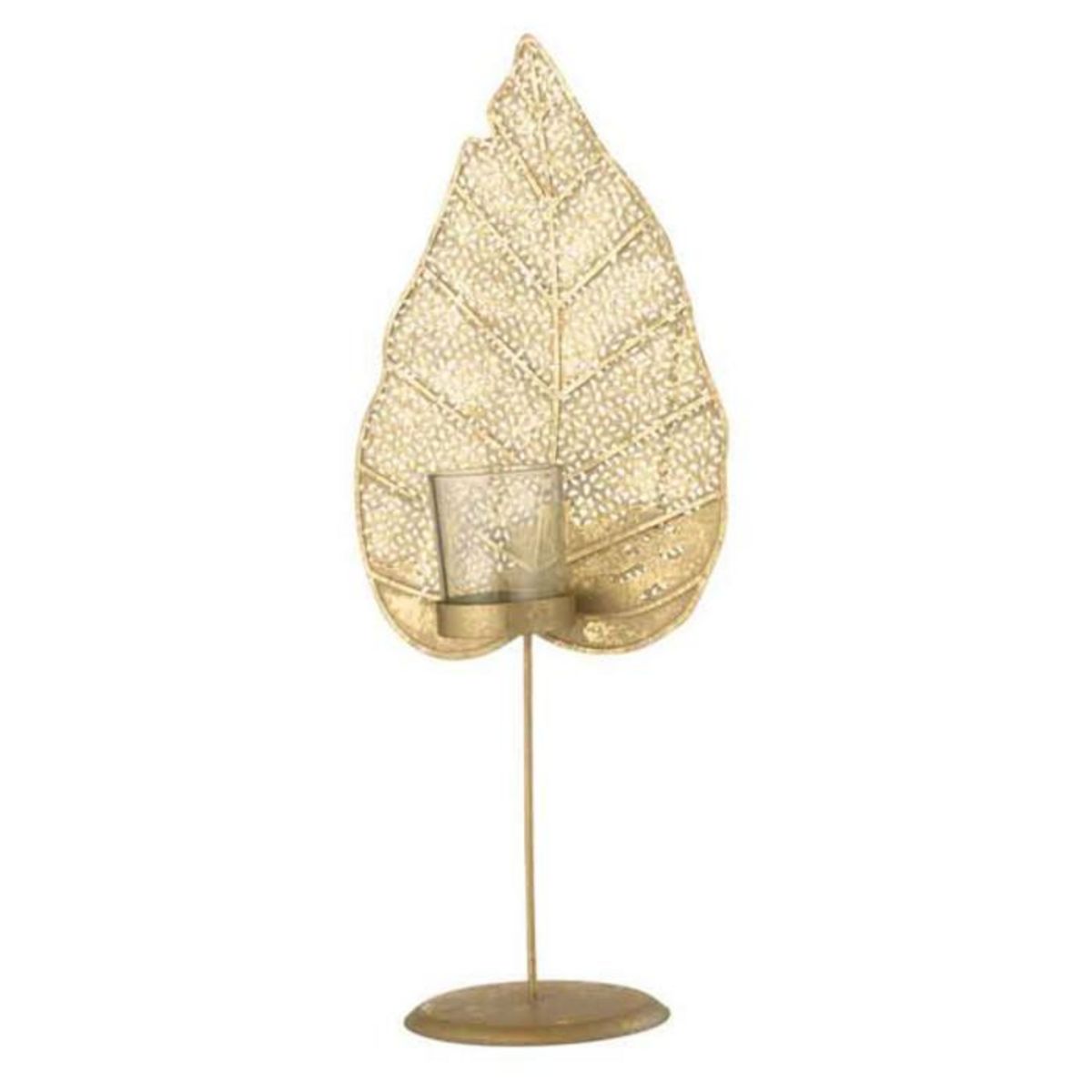 Paris Prix Photophore sur Pied  Feuille Métal  50cm Or