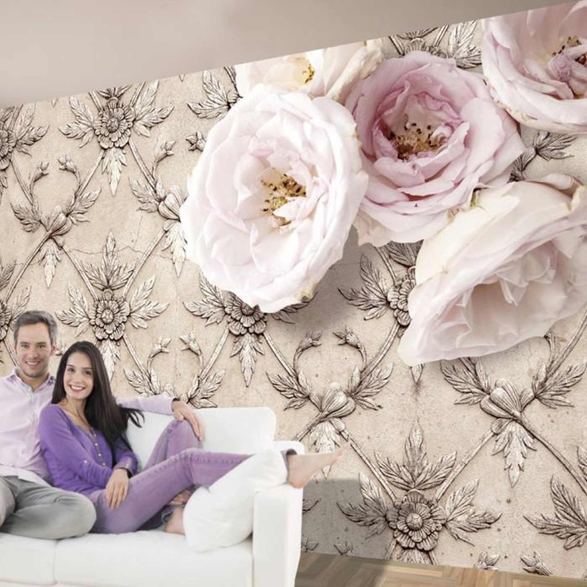 Paris Prix Papier Peint  Romantic Beige. Coloris disponibles : Multicolore