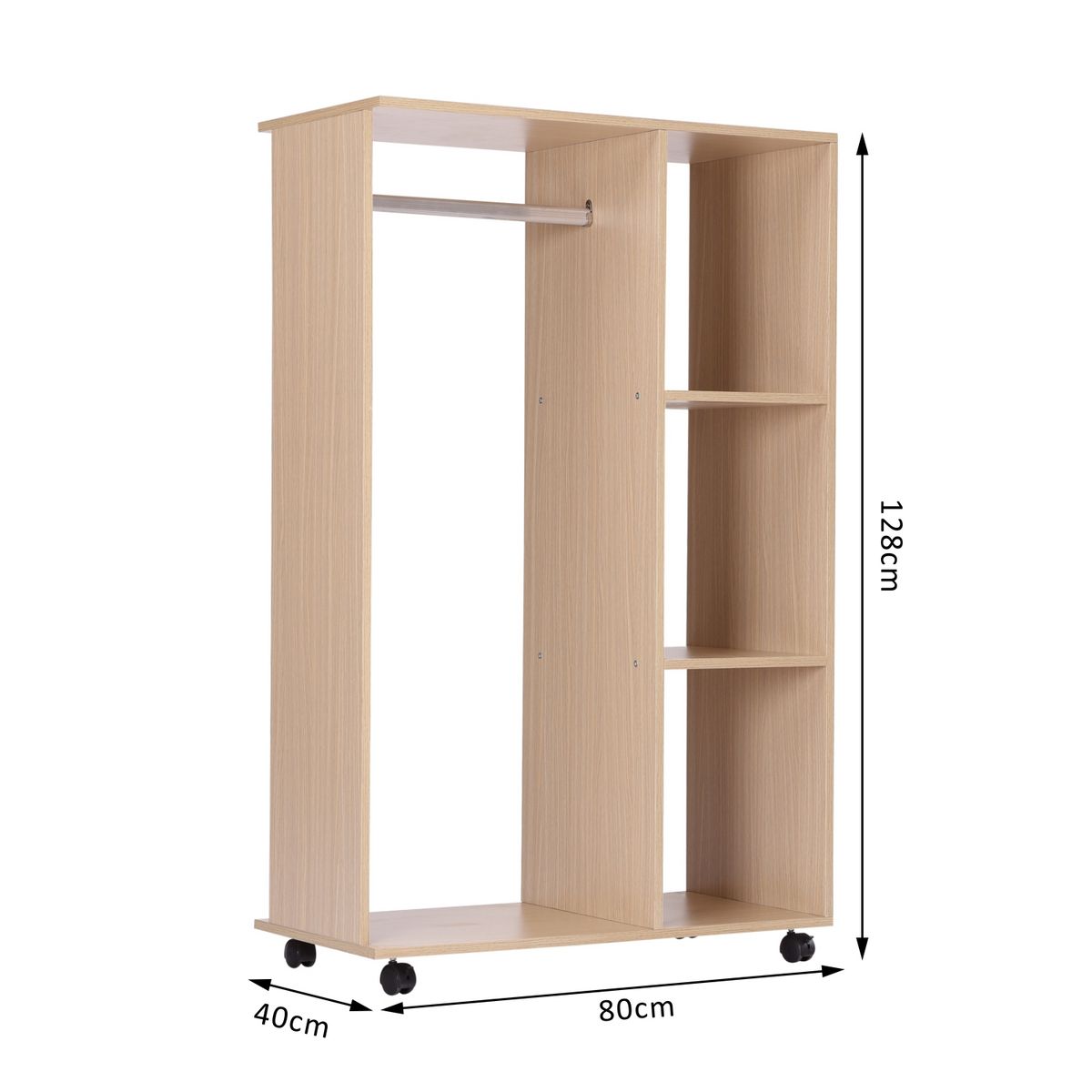 HOMCOM Armoire penderie armoire de rangement mobile panneaux de particules coloris chêne clair