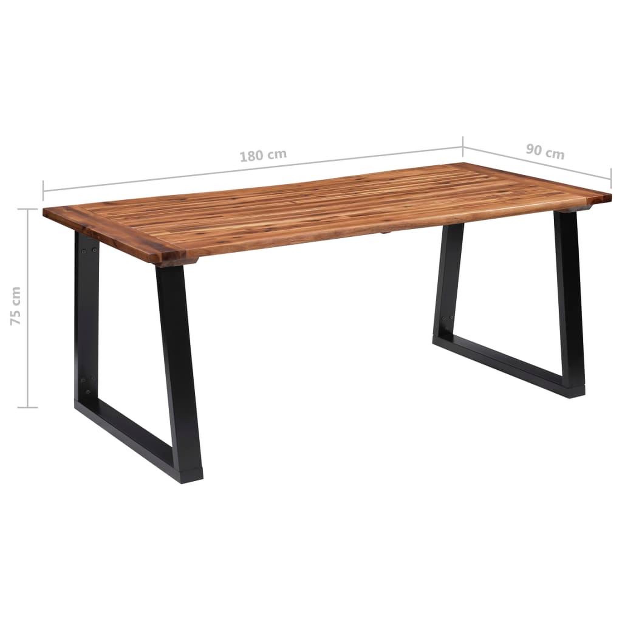 Voir la diapositive 6 : VIDAXL Table a manger Bois d'acacia massif 180x90 cm