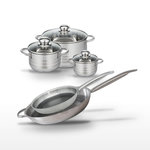 ELO Lot de 2 Poêles 28/32 cm et 3 Faitouts 12/16/24 cm Elo Relief Solution