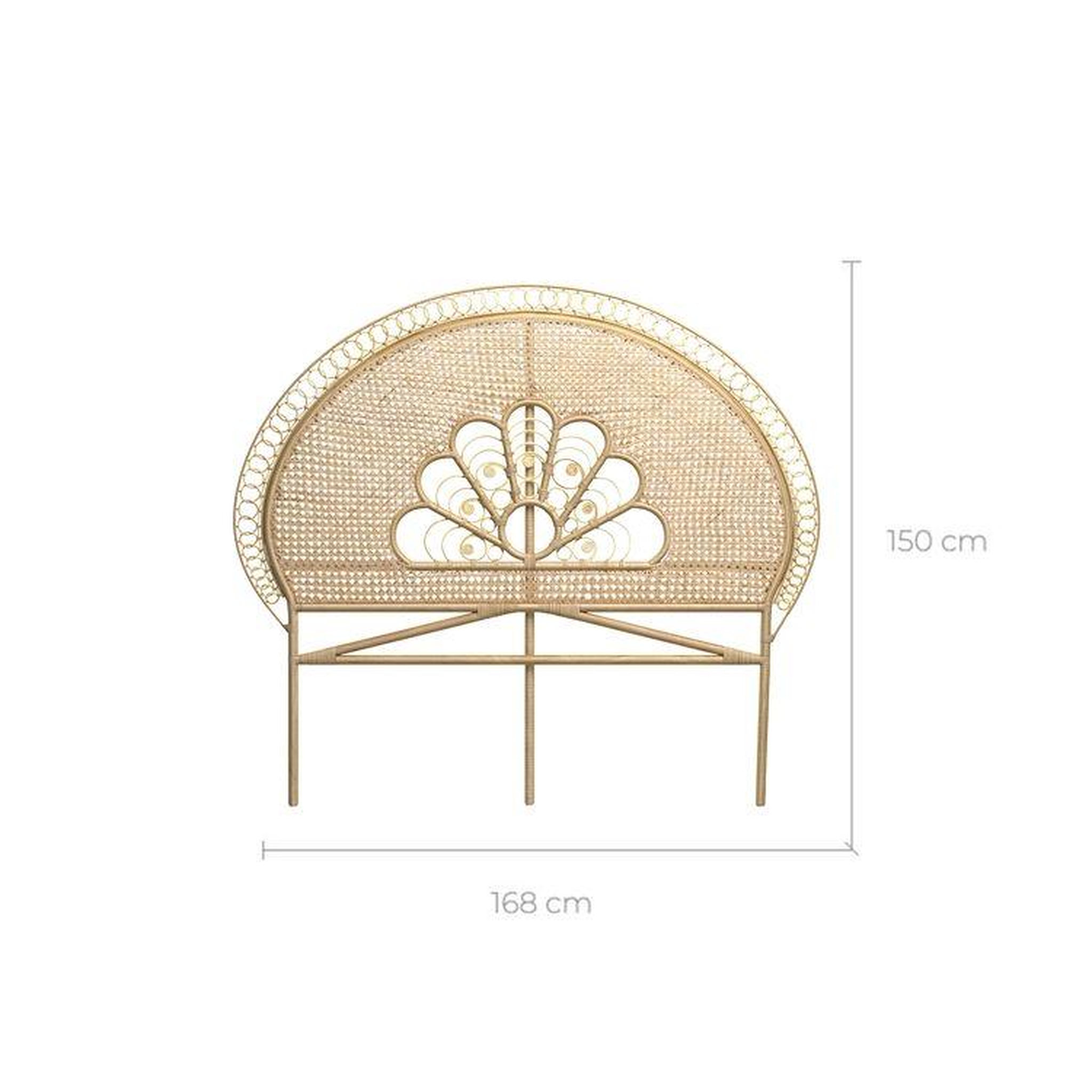 Voir la diapositive 4 : MAISON PAVANE Tête de lit 140 cm en rotin naturel-gabriella