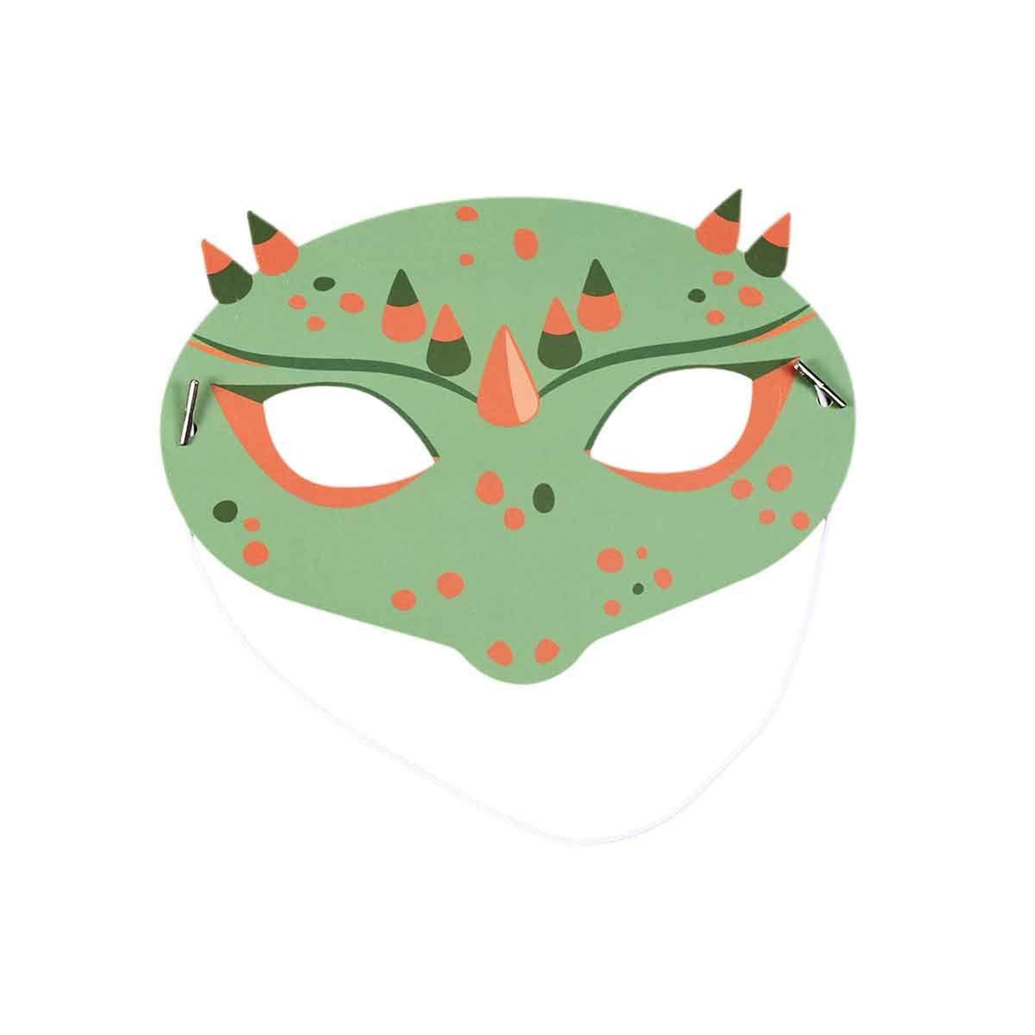 Voir la diapositive 2 : PARTY TIME Lot de 6 masques en papier  dinosaure  19cm multicolore