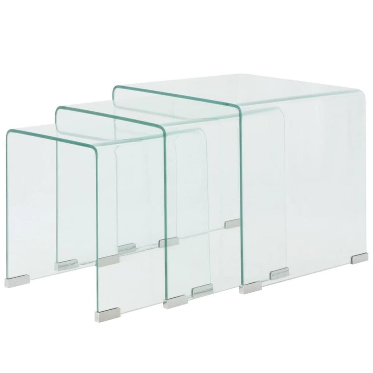 VIDAXL Ensemble de tables gigognes 3 Pieces Verre trempe Transparent