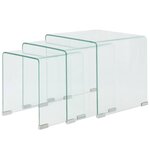 VIDAXL Ensemble de tables gigognes 3 Pieces Verre trempe Transparent
