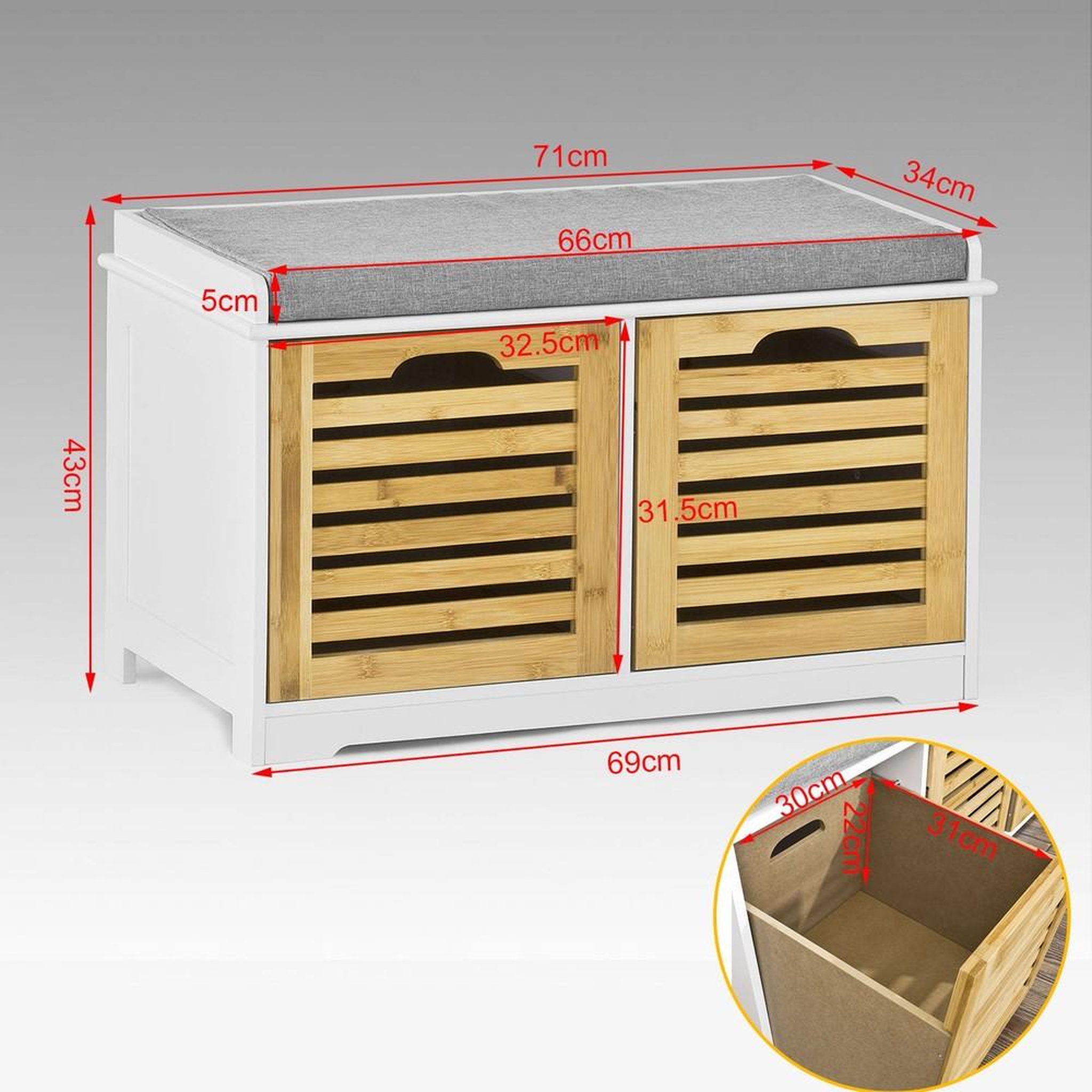 Voir la diapositive 3 : SOBUY SoBuy - Banc de rangement à chaussures avec deux portes - Nordique - FSR23-K