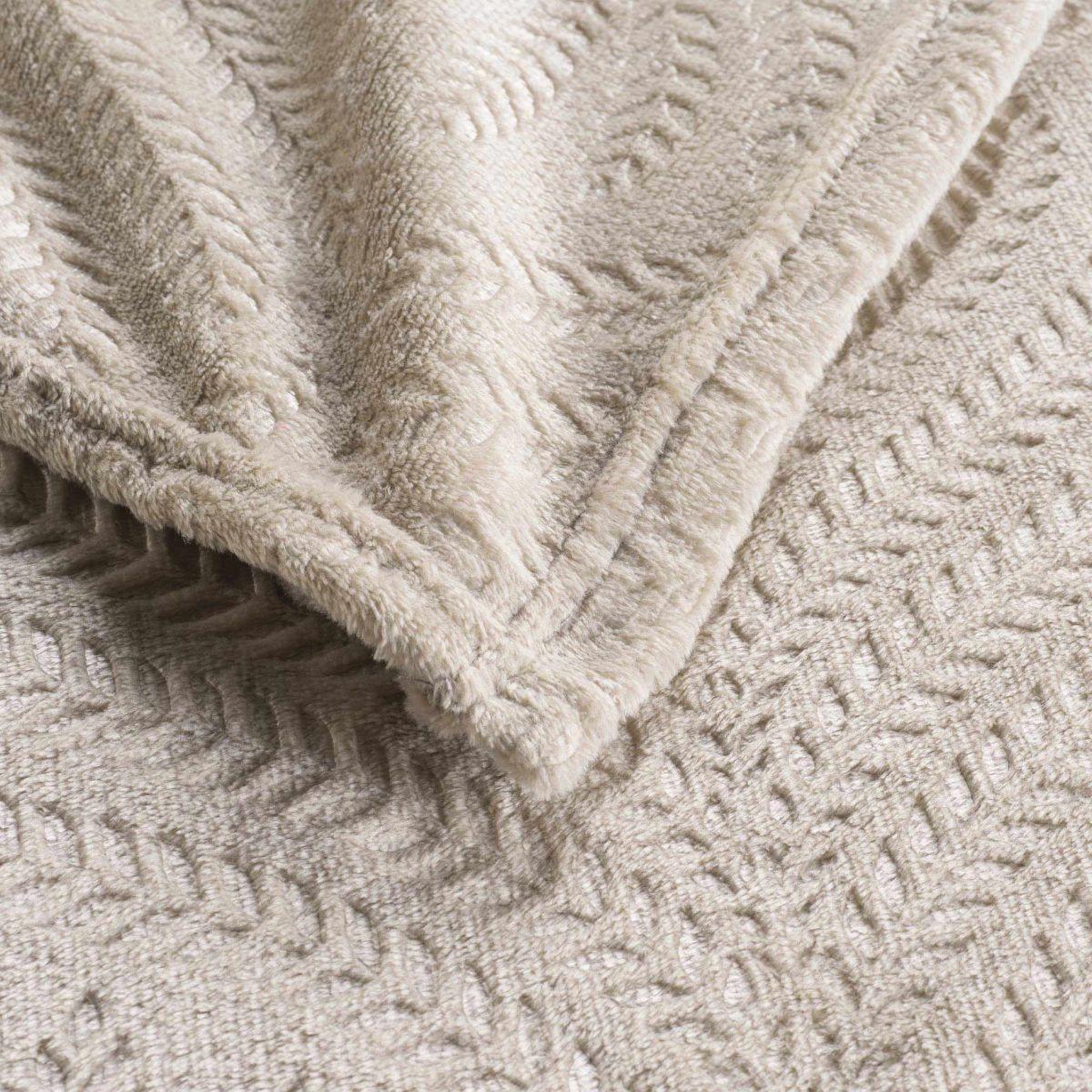 Voir la diapositive 2 : Douceur d'Intérieur Plaid uni en flanelle  nelia  125x150cm taupe
