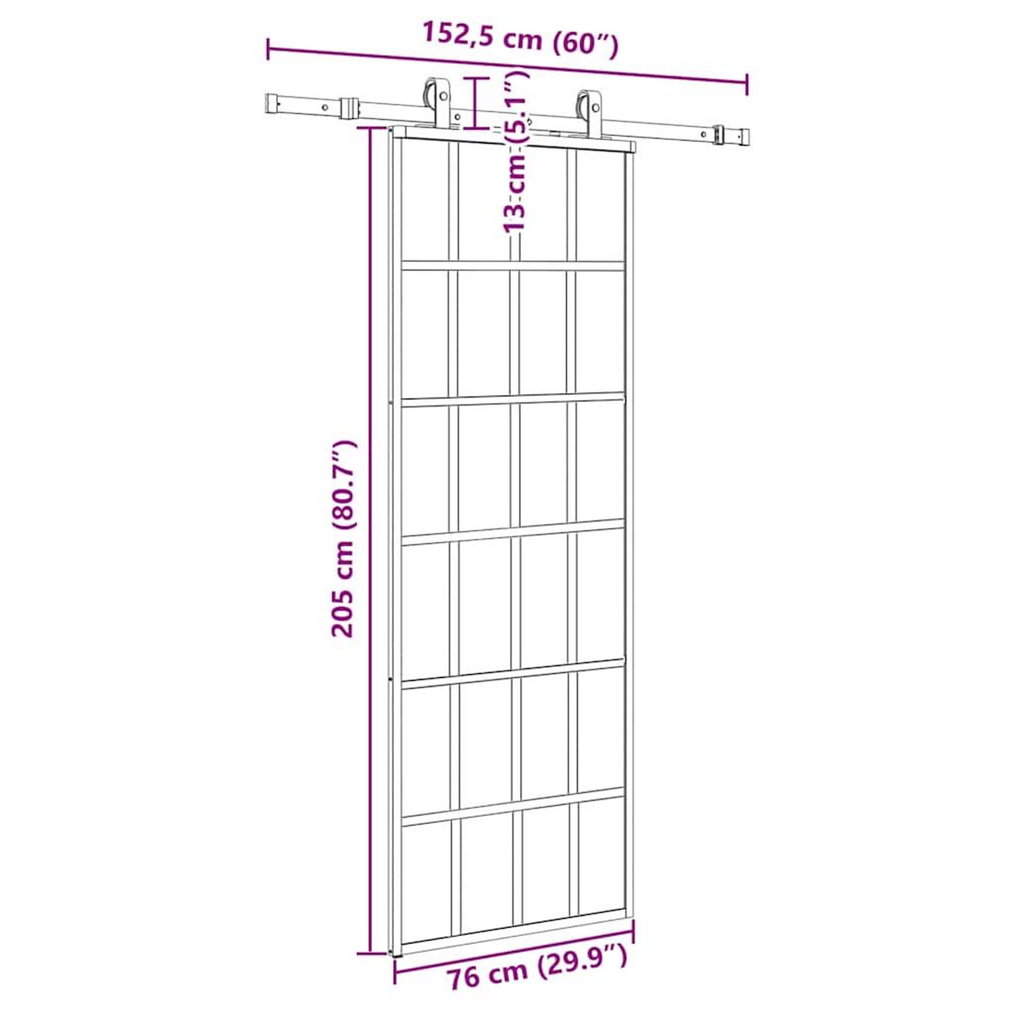 Voir la diapositive 6 : VIDAXL Porte coulissante kit de quincaillerie noir 76x205 cm verre ESG